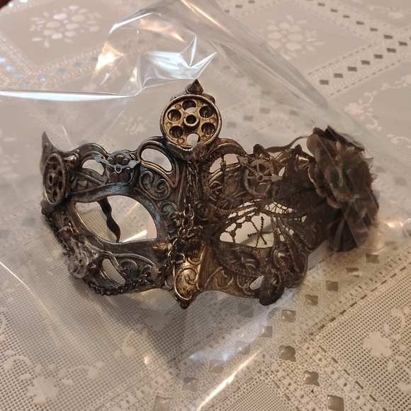 🆕 Silver Steampunk Eye Half Mask, New - Picture 10 of 10